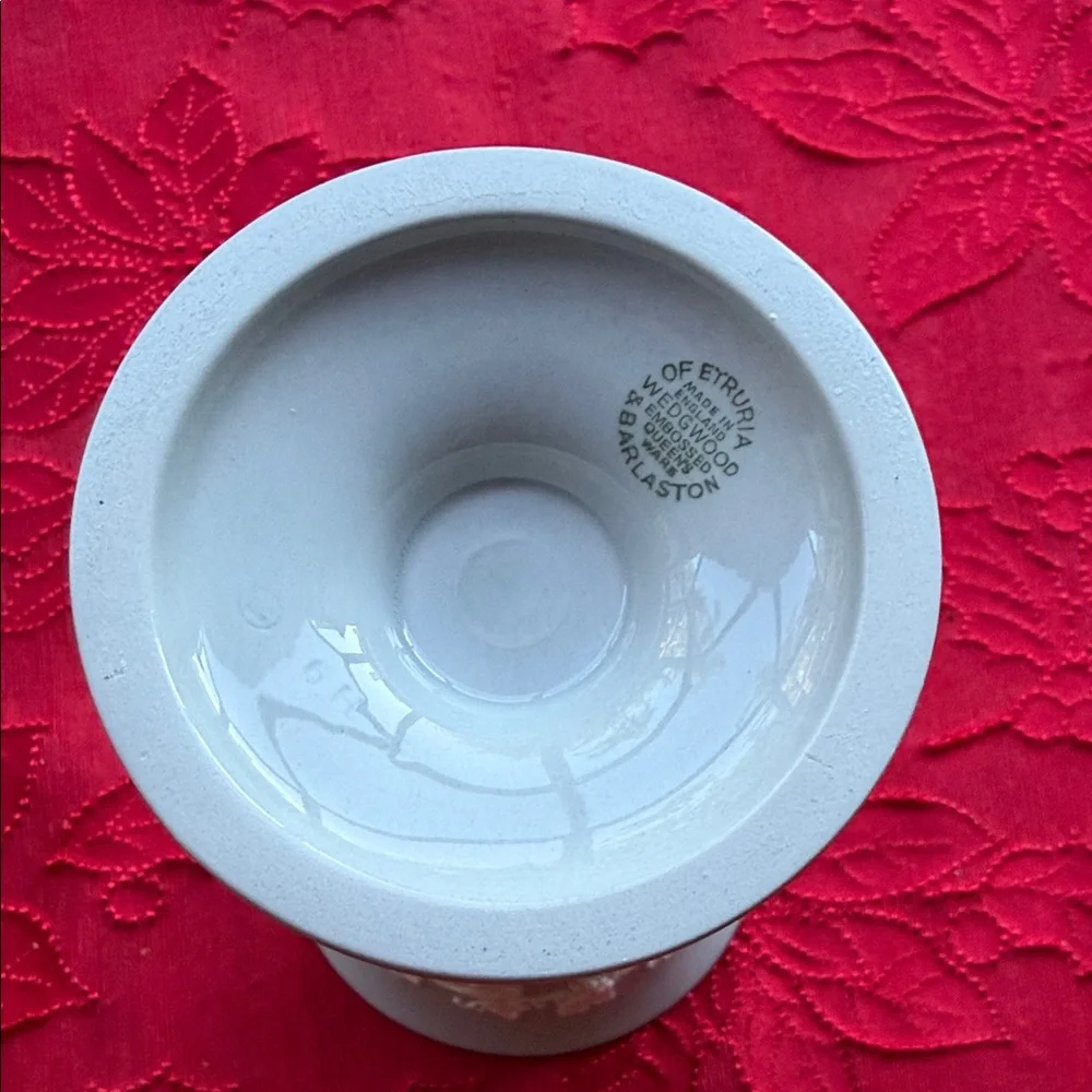 1960s Wedgwood Etruria&Barlaston Queensware cream on light grey  Vase 8.5” tall
